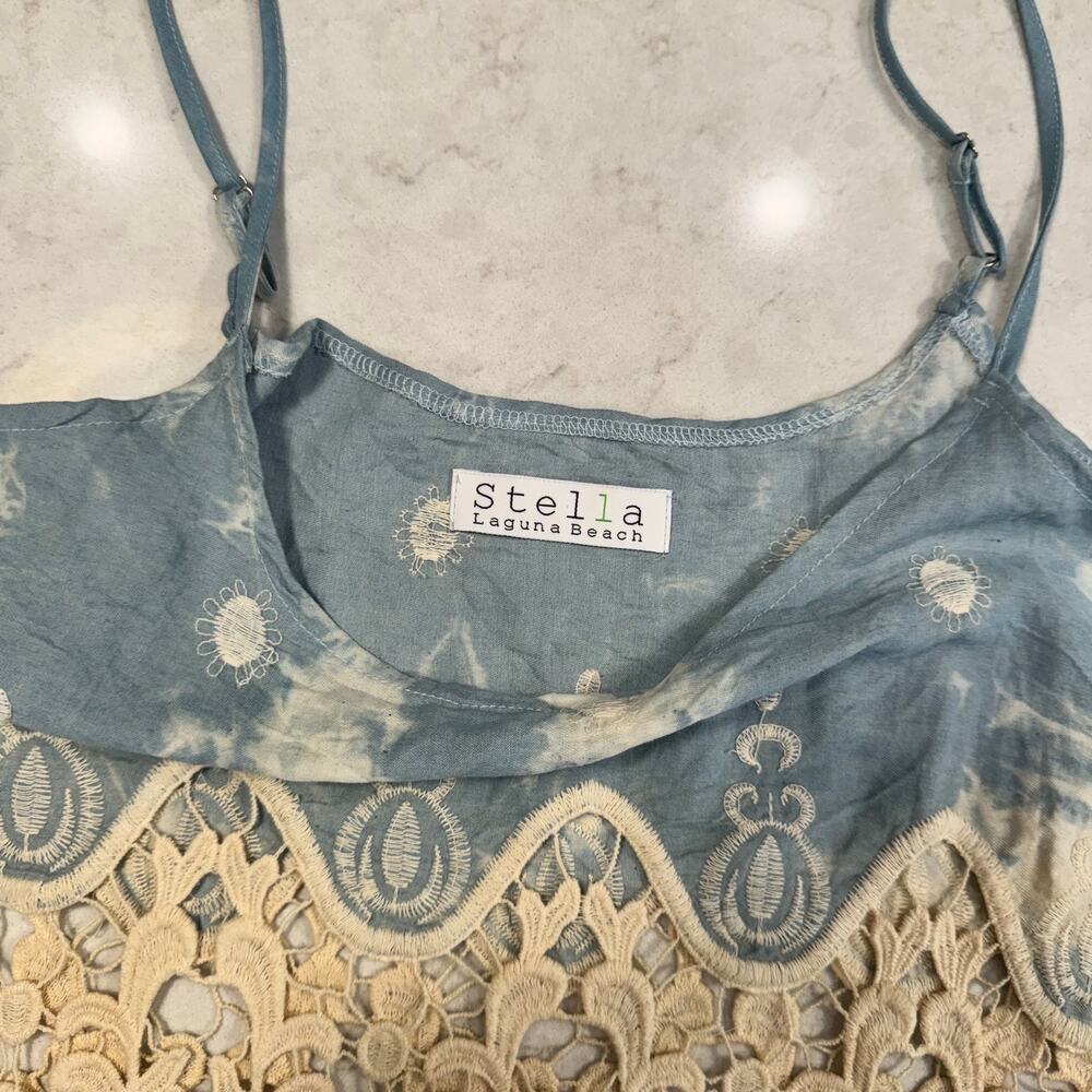 Boho Fringe Lace Tank Women's Large Festival Coachella Concert Country Cottage - Picture 6 of 14